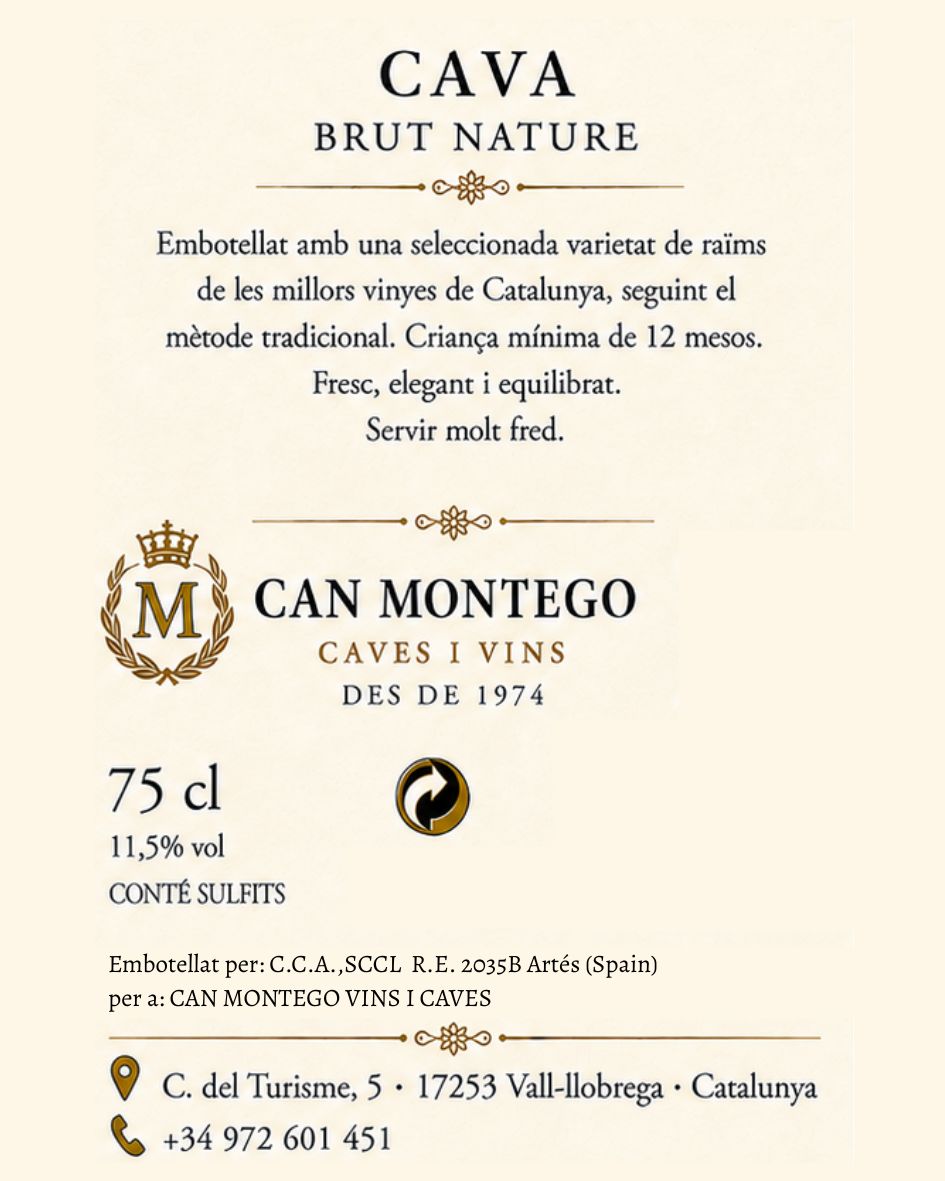 Contraetiqueta pública de Cava Brut Nature